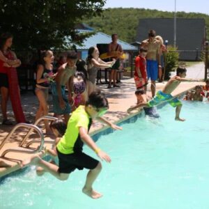 Swimming pool games for kids at the best Christian summer camp Shepherd's Fold Ranch.