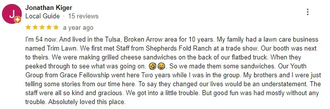 Review of Tulsa's Shepherds Fold Ranch experience.